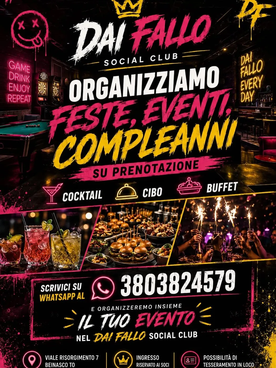 Locandina feste, eventi e compleanni al Dai Fallo